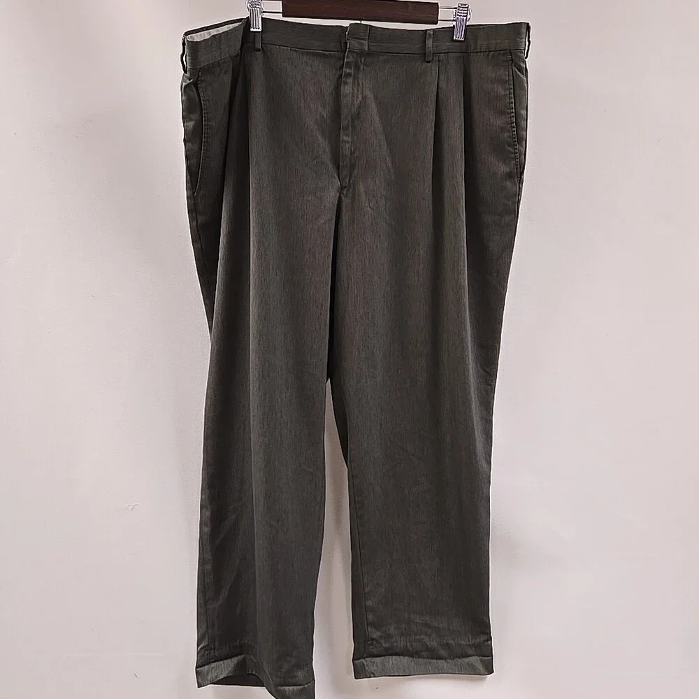 Farah Mens Tan 100% Polyester Pleated Front Dress Pants 44Wx30L